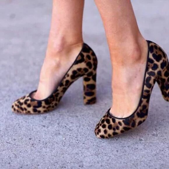 J. Crew Collection The Etta Calf Hair Pump in Hazelnut Leopard Size 8.5 - Picture 5 of 15